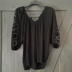 INC International Concepts Top with Embellished Sleeves